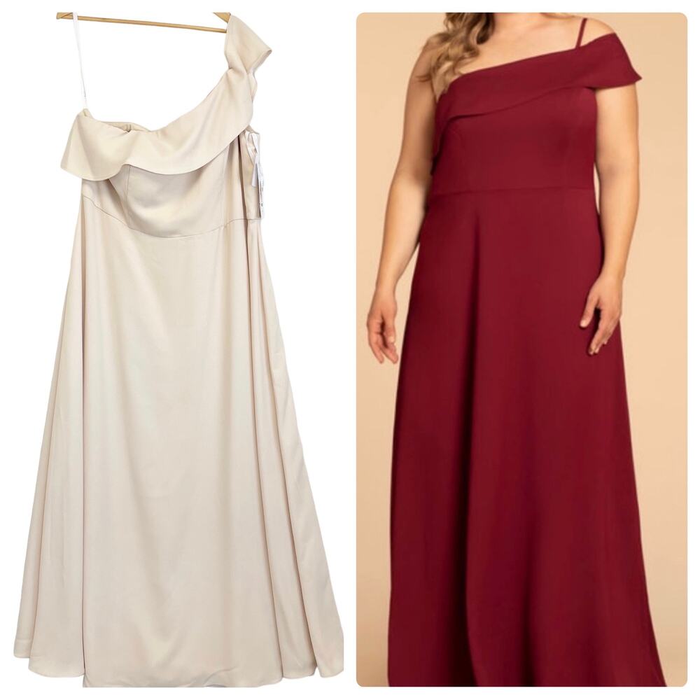NEW Hayley Paige Occasions Plus Size 22 Bridesmaid Dress‎ One Shoulder Cashmere